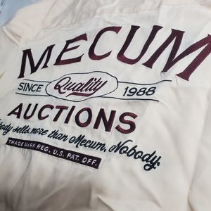 Mecum Auctions Shirt Men's 3XL peach Embroidered Work Button Down Memorabilia